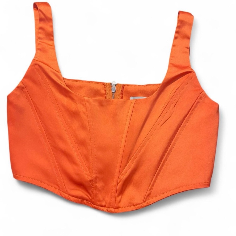 Pretty Little Thing Orange Satin Corset Top